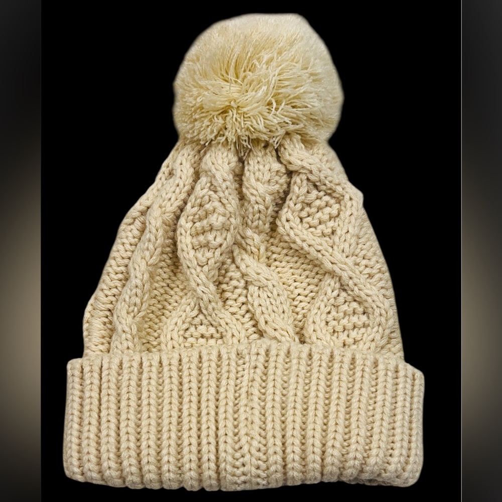Cozy Cream Knit Pom-Pom Hat